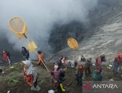 Kisah Perjuangan “Marit” Tangkap Sesajen di Kawah Bromo Saat Kasada