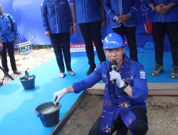 Tiba di Palu, AHY Langsung Lakukan Peletakan Batu Pertama Gedung DPD Partai Demokrat Sulteng