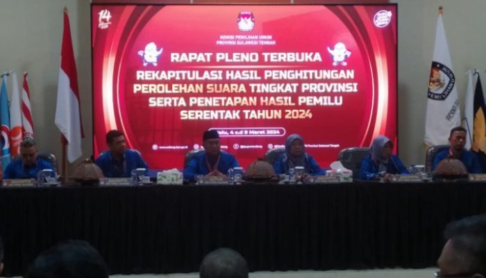 KPU Sulteng Gelar Rapat Pleno Rekapitulasi Suara Pemilu 2024