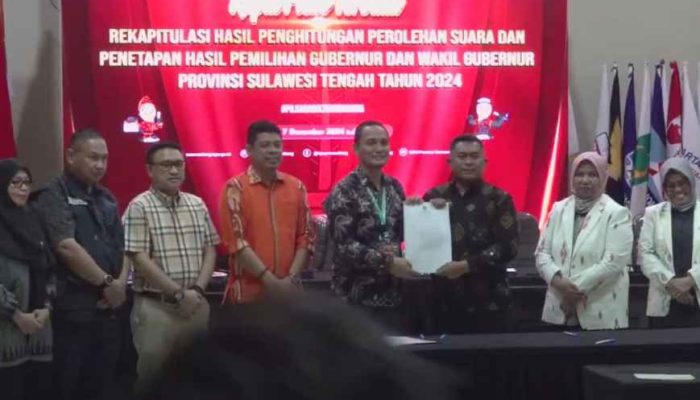 KPU Sulteng Tetapkan Hasil Pilgub 2024, Anwar Hafid-Reny Lamadjido Menangi Pemilihan